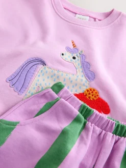 Next - Ensemble Sweat-shirt et jogging Coupe ballon (3mois -7ans) Licorne à rayures roses Discount