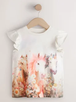 Next Licorne blanche - Lot de 3 t-shirts à manches volantées (3-16ans) New