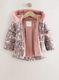 Next Licorne Damson - Manteau rembourré résistant à la douche avec bordure en fausse fourrure (3mois7ans) Best