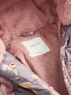 Next Licorne Damson - Manteau rembourré résistant à la douche avec bordure en fausse fourrure (3mois7ans) Best