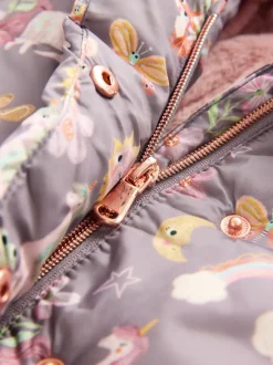 Next Licorne Damson - Manteau rembourré résistant à la douche avec bordure en fausse fourrure (3mois7ans) Best