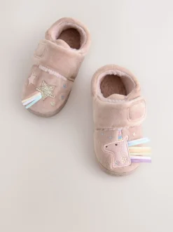 Next Licorne rose - Chaussons doublés confortables avec semelle cupsole Outlet