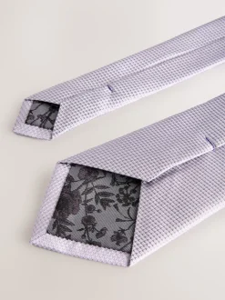 Next - Ensemble cravate et pochette texturées lilas New