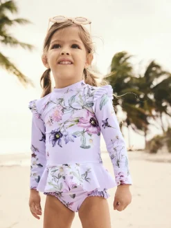 Next Lilas violet à fleurs - Ensemble de natation Sunsafe (3mths-7yrs) Outlet