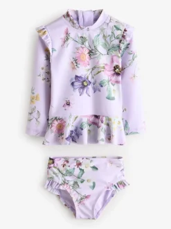 Next Lilas violet à fleurs - Ensemble de natation Sunsafe (3mths-7yrs) Outlet