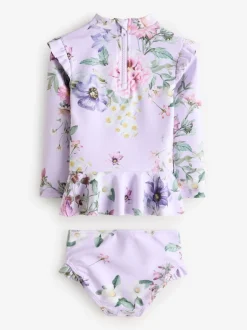 Next Lilas violet à fleurs - Ensemble de natation Sunsafe (3mths-7yrs) Outlet