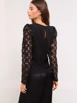 Lipsy Haut à manches bouffantes en tissu 3D Hot