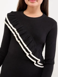 Lipsy Robe en maille à volants à liserés (5-16ans) Discount