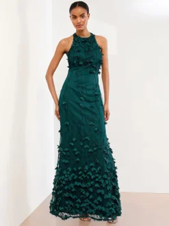 Lipsy Robe longue texturée à fleurs 3D haut de gamme New