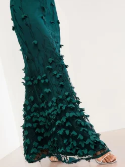 Lipsy Robe longue texturée à fleurs 3D haut de gamme New