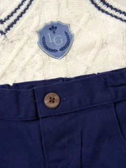 Little Gent True Knit débardeur, Body, Pantalons et Nœud papillon Blanc Ensemble Hot