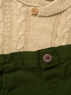 Little Gent True Knit Gilet, Body, Pantalons et Nœud papillon Marron Ensemble Online