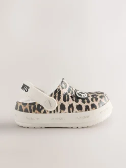 smALLSAINTS Léopard - chaussons de sabots imprimés doublés de peau de mouton Clearance