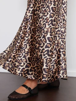 Threadbare Léopard - Maxi Satin Slip Jupes Sale
