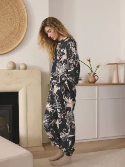 Next Léopard gris anthracite - Pyjama à manches longues Outlet