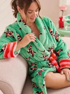 Eleanor Bowmer Léopard vert - Peignoir en polaire imprimé léopard Best