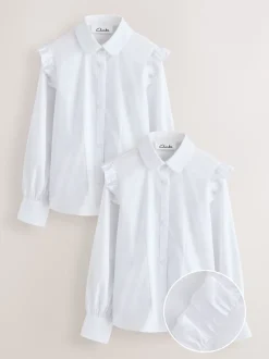 Clarks Lot de 2 chemises d’école à manches longues à volants