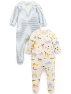 Purebaby Lot de 2 Combinaison de nuit zippés Hot