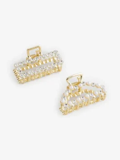 Aela Lot de 2 griffes ton Or avec strass Outlet