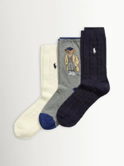 Polo Ralph Lauren Lot de 3 paires de chaussettes ras du cou Bear Best