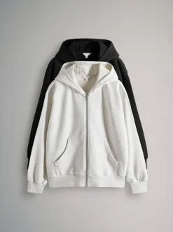 The Set Lot de 2 sweats à capuche zippés