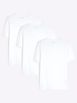 River Island Lot de 3 T-shirts ajustées aux muscles en jersey de coton à col rond Outlet