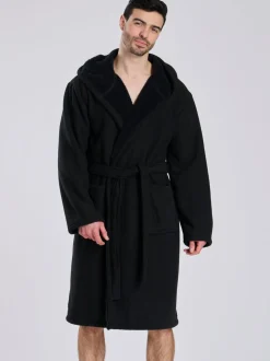 Loungeable Robe de chambre à capuche avec doublure en polaire bondée Gaufré Hot
