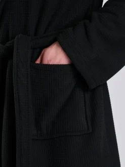 Loungeable Robe de chambre à capuche avec doublure en polaire bondée Gaufré Hot