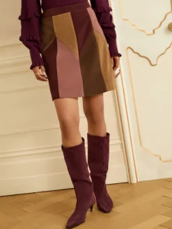 Love & Roses Jupe courte patchwork en faux daim Best