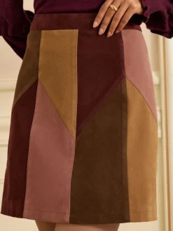 Love & Roses Jupe courte patchwork en faux daim Sale