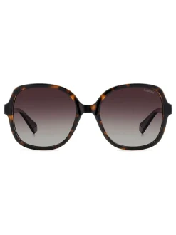 Polaroid Lunettes de soleil marron carrées ornées de bijoux Clearance