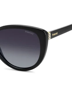 Polaroid Lunettes de soleil noires œil de chat avec ornements bijoux Clearance