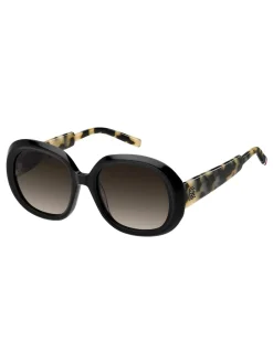 Tommy Hilfiger Lunettes de soleil ronde en noir et havane Hot