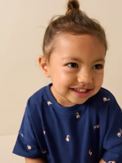 Next - T-shirt péplum à manches courtes (3mois-7ans) Macareux moine bleu marine Hot