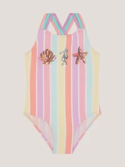 Monsoon Maillot de bain pastel rayé Clearance