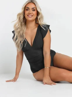 Yours Curve Maillot de bain à manches volantées Online