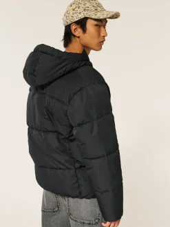 Hollister Manteau Core Puffer noir avec doublure contrastante Online