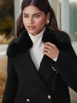 Lipsy Manteau Dolly avec col en fausse fourrure Discount