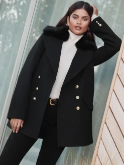 Lipsy Manteau Dolly avec col en fausse fourrure Discount