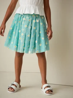 Next Marguerite verte à carreaux vichy - Jupe en maille à enfiler (3-16ans) Discount