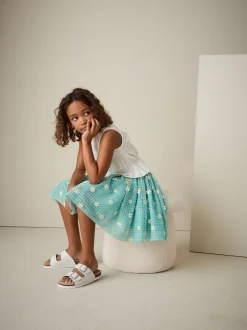 Next Marguerite verte à carreaux vichy - Jupe en maille à enfiler (3-16ans) Discount