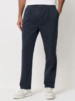 Next marine - Ajustement droit - Pantalons Chinos extensibles plissés avec taille élastique Online