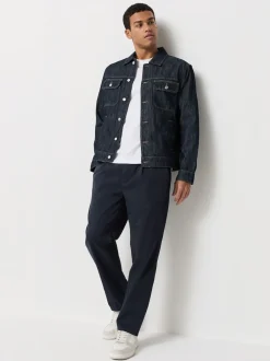 Next marine - Ajustement droit - Pantalons Chinos extensibles plissés avec taille élastique Online