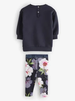 Baker by Ted Baker marine - ensemble 2 pièces sweat à nœud long et leggings fleuris