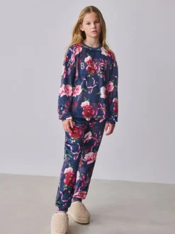 Baker by Ted Baker marine - Ensemble Pyjamas Polaires Fleuris 2 Pièces Hot