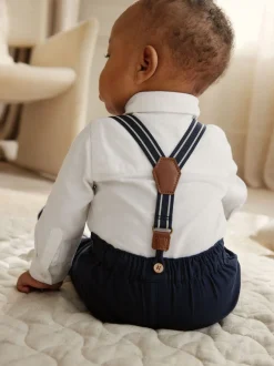 Next marine - Bébé Chemises Pantalons et Bretelles 4 Pieces (0mois-2ans) Clearance