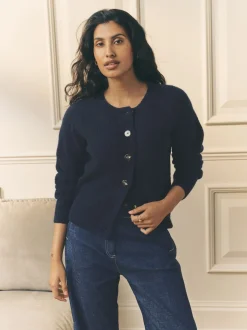 Laura Ashley marine - Cardigan en maille torsadée Sale