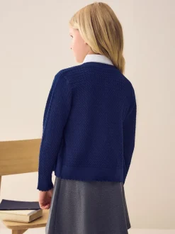 Next marine - Cardigan scolaire en maille torsadée riche en coton (3-16ans) Clearance