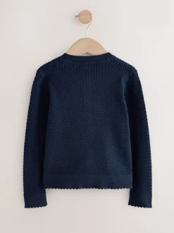 Next marine - Cardigan scolaire en maille torsadée riche en coton (3-16ans) Clearance