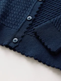 Next marine - Cardigan scolaire en maille torsadée riche en coton (3-16ans) Clearance